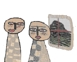 Picture of two figures that appear in the hills.17 music video