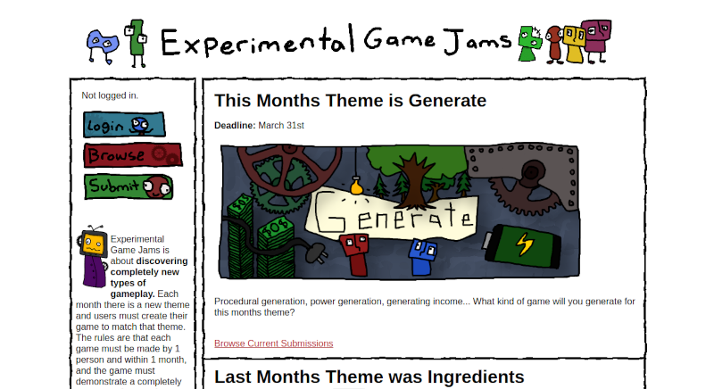 Experimental Game Jams homepage